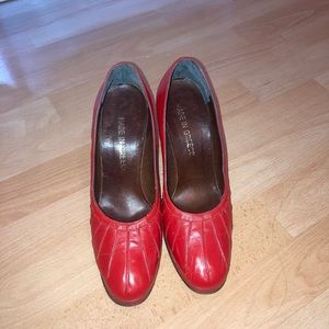 50s vintage leather red pumps from Greece